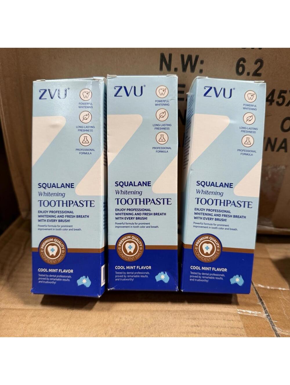 ZVU Squalane Whitening Toothpaste Cool Mint - 3 Pack Professional Formula